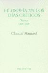 FILOSOFÍA EN LOS DÍAS CRÍTICOS