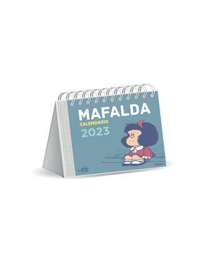 MAFALDA 2023, CALENDARIO ESCRITORIO AZUL CLARO